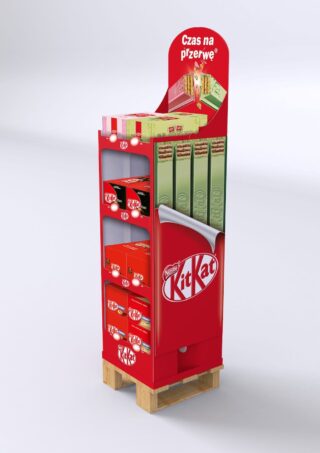 Kit Kat - projekt grafiki standu kartonowego podłogowego